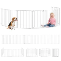 PawHut Recinto per Cani a 8 Pannelli Modulabili con Chiusura Automatica, in Acciaio e ABS, 61x3x75 cm, Bianco(m-11)