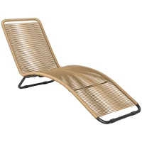 Outsunny Espreguiçadeira, cadeira reclinável em resina trançada, em forma de S, estrutura em aço  176 x 58 x 82 cm, natural(m-1)