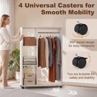 HOMCOM Open gangkast met rails en wielen naturel(m-4)