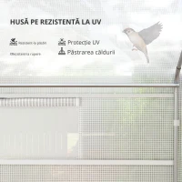 Outsunny Seră de grădină 4 x 3 x 2m cu uși rulabile și ferestre mari, seră tunel de grădină, alb(m-7)