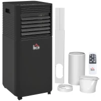 HOMCOM Ar condicionado portátil 7000 BTU com controle remoto, temporizador 24H, até 26 m², classe energética A, preto(m-7)