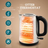 HOMCOM Simple Polished Toaster and Kettle Set - Silver Tone(m-4)