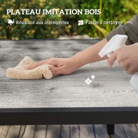 Outsunny Table de jardin extensible table d'extérieur 6 - 8 personnes bordure en aluminium et structure en acier 160/240 cm gris(m-6)