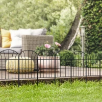 Outsunny Lot de 8 clôtures de jardin décoratives, bordures en métal noir avec ornements - 264 x 61 cm noir(m-10)