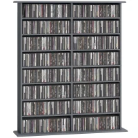 HOMCOM 16-Compartment Media Shelf - Grey(m-10)
