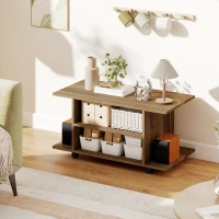 HOMCOM Modern TV Cabinet Stand Storage Shelves Table Mobile Bedroom Furniture Bookshelf Bookcase Walnut(m-9)