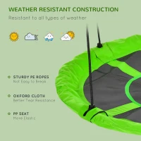 Outsunny Huśtawka gniazdowa, odporna na warunki atmosferyczne, do 100 kg, regulowane liny, Φ110 cm, Zielona(m-5)