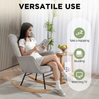 HOMCOM Fotel bujany z welurowym wykończeniem, podłokietniki, do salonu(m-6)