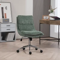 HOMCOM Fauteuil chaise de bureau en tissu, hauteur réglable, pivotant avec 5 roulettes, vert(m-10)