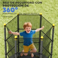 HOMCOM Trampolín para Niños de +3 Años Ø140 cm con Red de Seguridad y Marco de Acero para Interior y Exterior Negro(m-7)