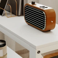 HOMCOM Birou de colț modular reversibil, birou cu depozitare, raft, cadru metalic, 135x110x75cm, alb(m-5)