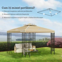 Outsunny Acoperiș de Rezervă pentru pavilion de Grădină Pânză de Rezervă pentru pavilion tonel Tendă 3 x 3 m Bej(m-3)