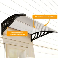 Outsunny Daszek nad drzwi lub okno, odporny na warunki atmosferyczne, przezroczysty, aluminiowe wsporniki/poliwęglan, 103 x 96,5 x 27 cm, czarny(m-8)