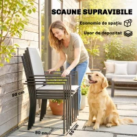 Outsunny Set de Prânz Grădină cu Orificiu pentru Umbrelă, Masă, Scaune pentru 4, Gri Deschis(m-5)