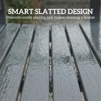 Outsunny 2 Seater Plastic Garden Bench, Outdoor Patio Bench with Armrest and Backrest, Weatherproof Outdoor Furniture for Balcony(m-7)