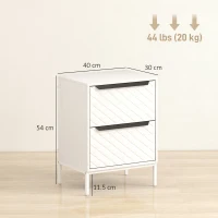 HOMCOM Chest of Drawers, Dresser with 2 Fabric Drawers and Aluminium Handles - White(m-3)