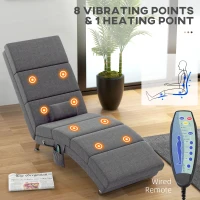 HOMCOM Fotel masujący z funkcją relaksu, leżak z 8 punktami wibracyjnymi, 5 trybów, wymiary 56 x 168 x 84 cm, Ciemnoszary(m-4)