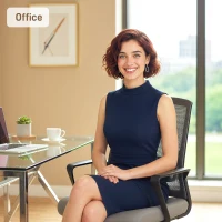 HOMCOM Desk Chair No Wheels, Office Chair with Mesh Back, Lumbar Support, Metal Base for Waiting Room, Conference Room, Dark Grey(m-8)