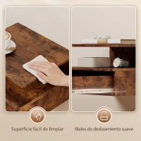 HOMCOM Juego de 2 Mesitas de Noche Flotantes con Cajón Montado en la Pared 35x32x22,5 cm Marrón Rústico(m-7)