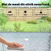 Outsunny Set Grădină 8 piese cu Umbrelă, 6 Scaune Pliabile și Masă din Sticlă Temperată, Negru(m-8)