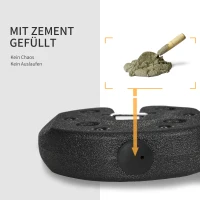 Outsunny Pavillonstandfüße 4er-Set 12 kg Gewichte mit Befestigungsstiften und Transportgurt(m-7)