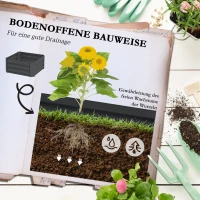 Outsunny Hochbeet mit Rankgitter Pflankasten mit Rankhilfe, offener Boden, wetterbeständig, 61 cm x 61 cm x 140 cm, Dunkelgrau(m-5)