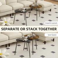 HOMCOM Nesting Side Table Set of 2 - Rustic Brown(m-4)