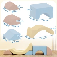 AIYAPLAY Kids Soft Play Set, 5-Piece Baby Foam Climbing Blocks with Corduroy Cover, Lightweight Modular Design for Crawling, Climbing & Creative Play, Blue(m-3)