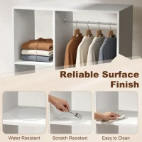 HOMCOM Kleiderschrank auf Rollen, mobile Garderobe, Garderobenschrank, Rollbarer Kleiderständer, 80 x 40 x 128 cm, Weiß(m-7)