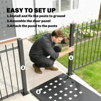 Outsunny Furtka ogrodowa z ocynkowanej stali, metalowa furtka z uchwytem, zamkiem i 3 kluczami, zamykana bramka 105x130 cm, ciemnoszara(m-6)