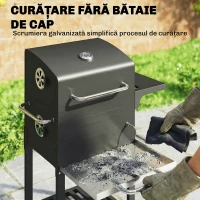 Outsunny Grătar pe Cărbune cu Termometru pentru Terasă și Grădină, Negru(m-8)
