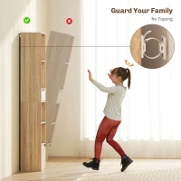 HOMCOM 6-Tier Bookcase, Tall Narrow Bookshelf with Drawer and Door - Natural Wood Finish(m-6)