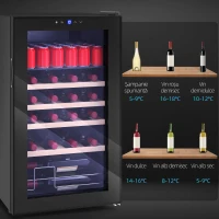 HOMCOM Frigider pentru vinuri de 63L cu rafturi reglabile pentru 16 sticle și 25 de doze, 43x45x74 cm, negru(m-9)