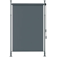 Outsunny Toldo manual retrátil de pé comprimento ajustável manivela instalação sem perfuração metal alu. poliéster cinza escuro(m-7)