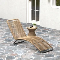 Outsunny Espreguiçadeira, cadeira reclinável em resina trançada, em forma de S, estrutura em aço  176 x 58 x 82 cm, natural(m-5)