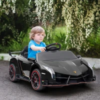 HOMCOM Voiture électrique licence Lamborghini Veneno 12V pour enfants avec portes papillon télécommande musique noir(m-10)