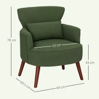 HOMCOM Corduroy Retro Accent Chair - Green(m-3)