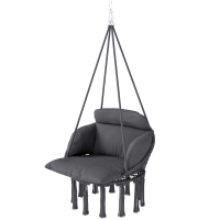 Outsunny Chaise suspendue avec grand coussin rembourré hamac fauteuil suspendu à franges kit de suspension 80 x 60 x 40 cm gris foncé