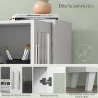 HOMCOM Aparador de 2 Puertas Aparador de Salón con 2 Estantes Puertas Transparentes para Cocina Entrada Blanco 61x35x75 cm(m-6)