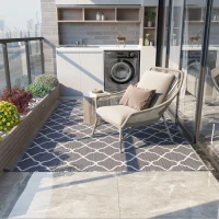 Outsunny Tapis d'extérieur tapis réversible dim. 2,74L x 1,82l m - PP Haute densité 310 g/m² Gris et blanc(m-10)