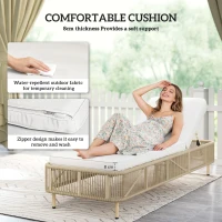 Outsunny Rattanowa Leżanka Ogrodowa, 5-stopniowa regulacja, poduszka w zestawie(m-6)