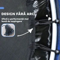 HOMCOM Trambulină pentru Copii 3-6 Ani cu Plasă de Protecție, 6 Coloane și 3 Intrări, Ø140x190 cm, Albastru și Negru(m-7)