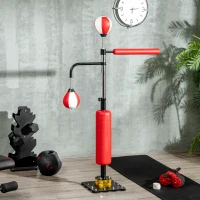 SPORTNOW Sac de frappe boxe autoportant punching ball brunier 3 en 1 hauteur réglable ventouses antidérapantes amortisseurs rouge noir(m-10)