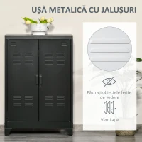 HOMCOM Dulapior Multifunctional cu 2 Usi Stil Industrial, Dulapior Metalic pentru Casa si Garaj - Gri(m-5)