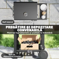 Outsunny Grătar pe Cărbune cu Termometru pentru Terasă și Grădină, Negru(m-7)