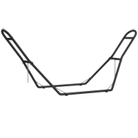 Outsunny Suport Reglabil pentru Hamac din Oțel cu Lanțuri și Cârlige în Formă de S, pentru Hamace de 2,75-4 m, 278 cm, Negru(m-1)