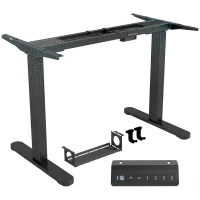 HOMCOM Electric Standing Desk Frame, Height Adjustable Sit Stand Desk Frame with Dual Motors, Memory Smart Panel and Collision Protection, Easy Assembly, Black(m-11)