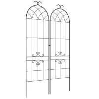 Outsunny Conjunto de 2 treliças de jardim, suporte para plantas trepadeiras em metal, 50L x 181H cm, preto(m-7)