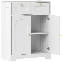 HOMCOM Bathroom Floor Cabinet with 2 Drawers - White(m-1)