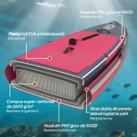 Outsunny SUP gonflabil cu scaun, vâslă și accesorii, din plastic și EVA, 335x82x15 cm, albastru și roz(m-4)